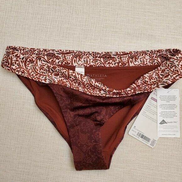 Athleta Womens Swim Bikini Bottoms Size Small Burgundy Aqualuxe Batik NEW - Picture 3 of 3